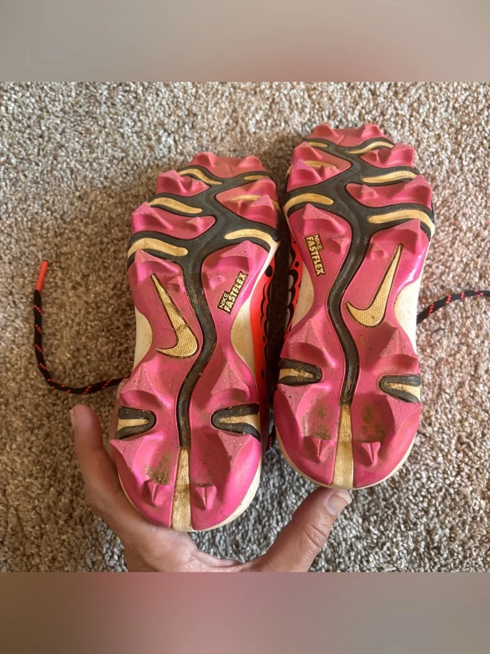 Nike Diamond Softball Cleats Pink Black Girls Size 3Y Molded Studs